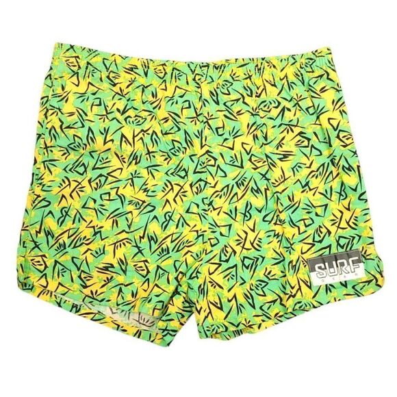 Surf Gear Swim Shorts Vintage 80s All Over Print Abstract Made In USA Medium